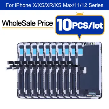 Оптовая продажа, 10 шт./лот, ЖК-дисплей для iPhone 12 X XS XR 11 Pro Max с сенсорным экраном в сборе, комплект для замены