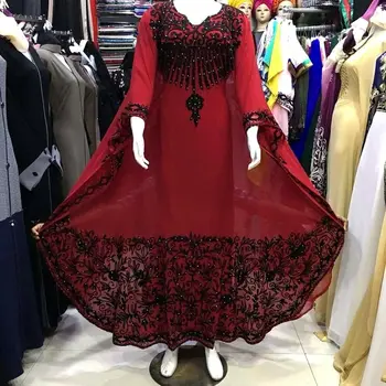 Женское длинное платье из каштанового марокканского Жоржета, Дубайское платье, Фараша-Сари для женщин в Индии