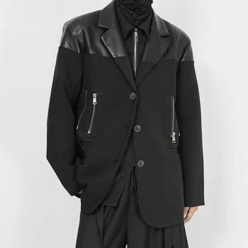 Yamamoto NDNBF, оригинальный мужской повседневный дизайн в стиле пэчворк, однобортный, свободного кроя, маленький костюм, мужская куртка