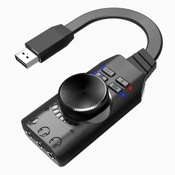 7,1-канальная внешняя USB-звуковая карта для компьютерных игр PUBG, внешняя аудиокарта, 3,5-мм USB-адаптер, подключи и играй, ПК, ноутбук