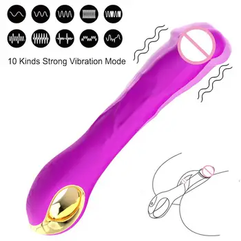 Фаллоимитатор-вибратор для начинающих, секс-игрушки для женщин и взрослых, 18 мастурбаторов, Вагинальный анальный массажер, точка G, Стимуляция клитора, 10 частот
