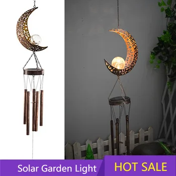 Солнечная Энергия, сменный свет IP65, водонепроницаемый Светильник Sun Moon Wind Chime, Подвесной светильник Wind Chime для украшения дома, сада, двора