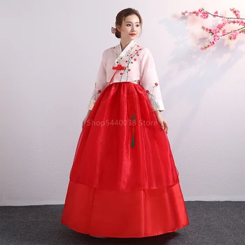 Ханбок для женщин, корейский традиционный костюм, представление во Дворце меньшинств, Придворная одежда, Новогоднее свадебное платье для танцев