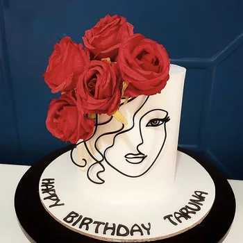 INS Face, топпер для торта с Днем рождения, абстрактный минимализм, Золотые акриловые топперы для кексов на день рождения для девочек, украшение для торта на десерт