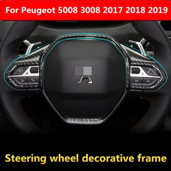 Для Peugeot 5008 3008 GT 2017 2018 2019 Автомобильная крышка рулевого колеса из углеродного волокна, декоративная рамка, наклейки с блестками, модифицированная