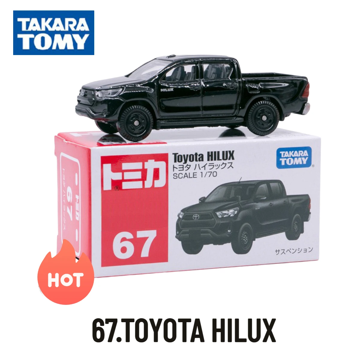 Автомобили Takara Tomy Tomica 61-90, Масштабная модель 67.Точная копия TOYOTA HILUX, Декор детской комнаты, Рождественские подарочные игрушки для маленьких мальчиков Изображение 0
